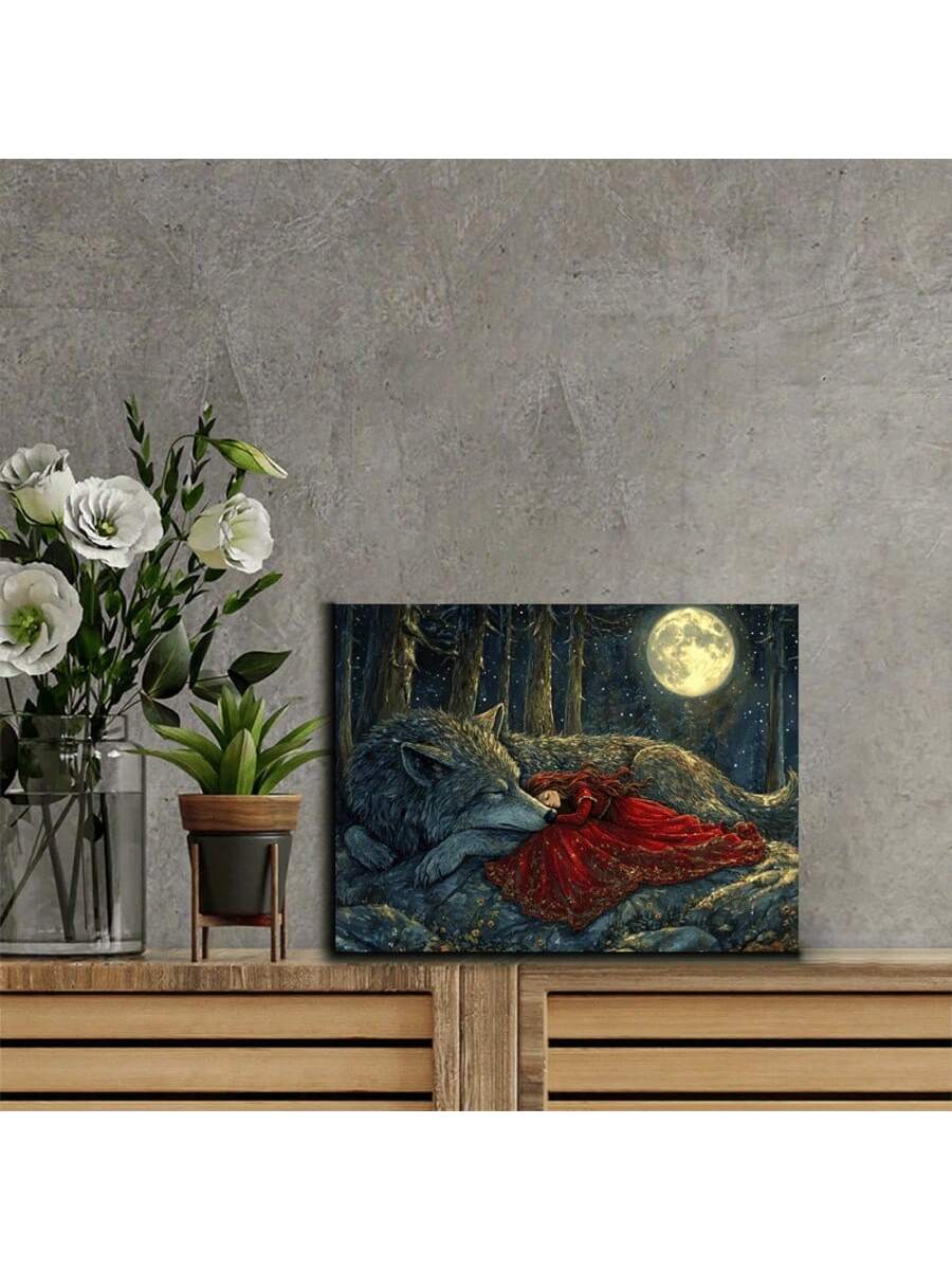 Bring a touch of whimsy to your space with this captivating Little Red Riding Hood and Wolf canvas art. Set in a mystical forest, this playful scene blends fairy tale charm with nature's magic, making it an enchanting addition to any room. Perfect for all occasions, it sparks imagination and storytelling while adding vibrant color and intrigue to your walls.