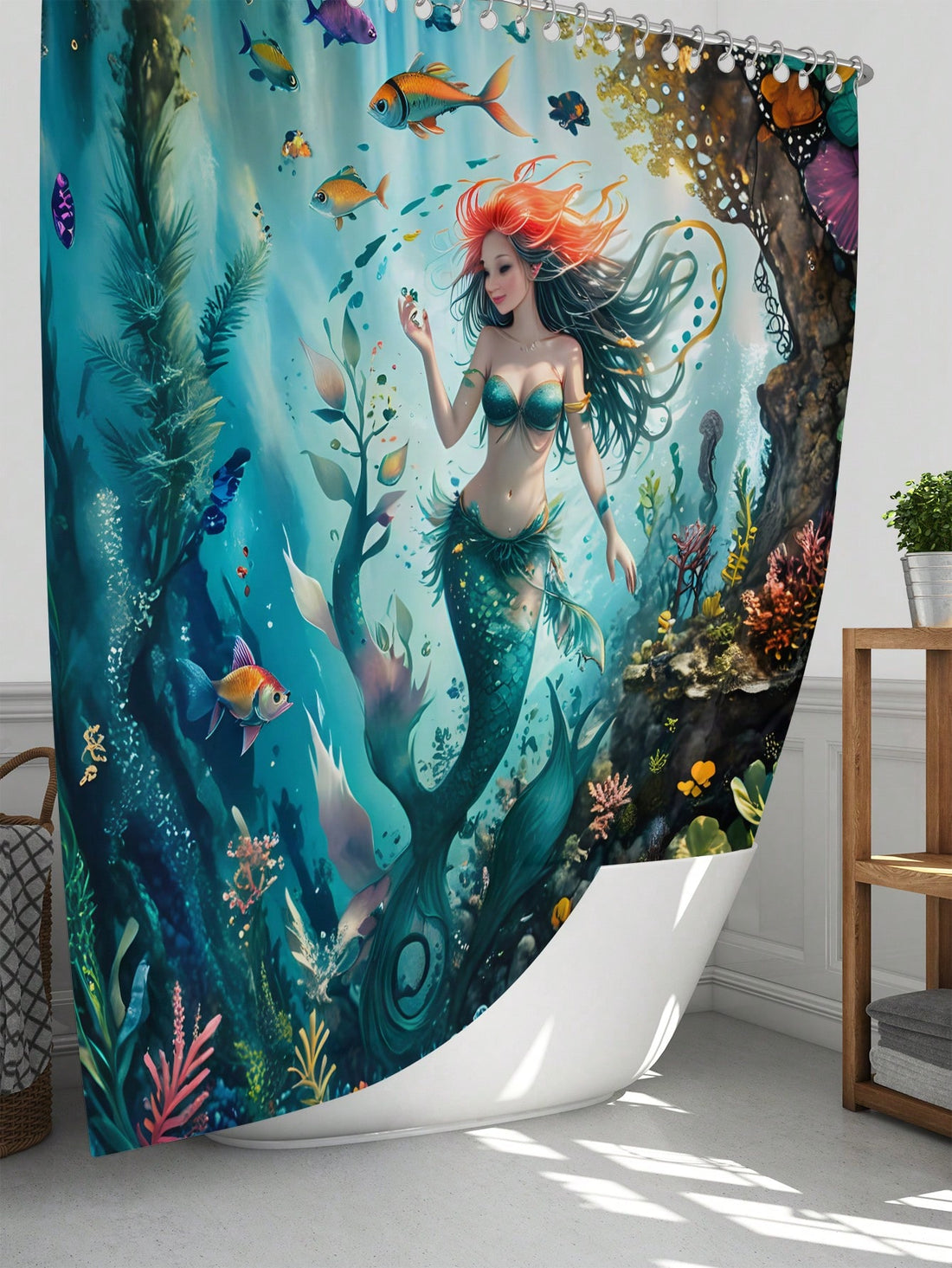 Transform your bathroom into an enchanting and whimsical underwater paradise with our Mermaid Ocean Creatures Bathroom Set. The waterproof shower curtain comes with hooks for easy installation, while the non-slip rug adds a touch of safety and comfort. Dive into a playful and unique bathroom experience!