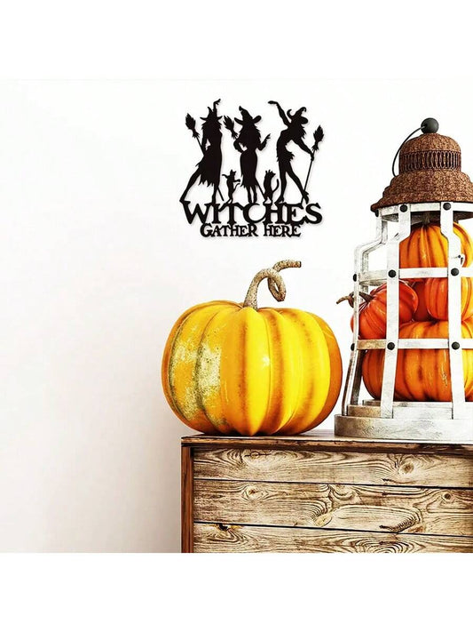 Enhance your Halloween and autumn decor with our Enchanting Witches' Gathering Metal Sign. This vintage farmhouse wall art adds a touch of elegance to any space, perfect for showcasing your love for the Halloween season. Made of durable metal, this sign is sure to last for years to come.