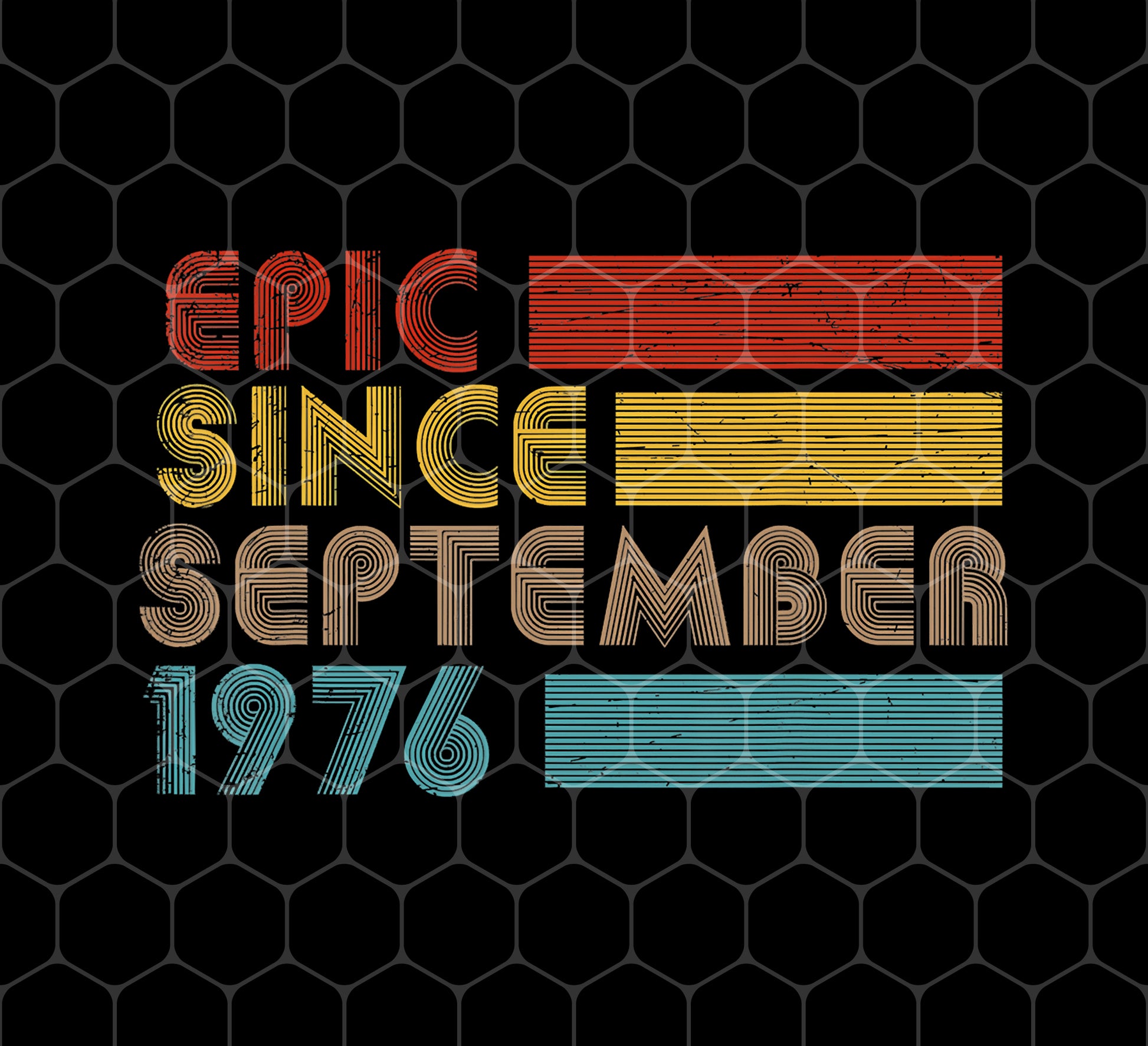 Epic Since September 1976, Vintage Birthday Gifts For 1976, Png For Shirts, Png Sublimation