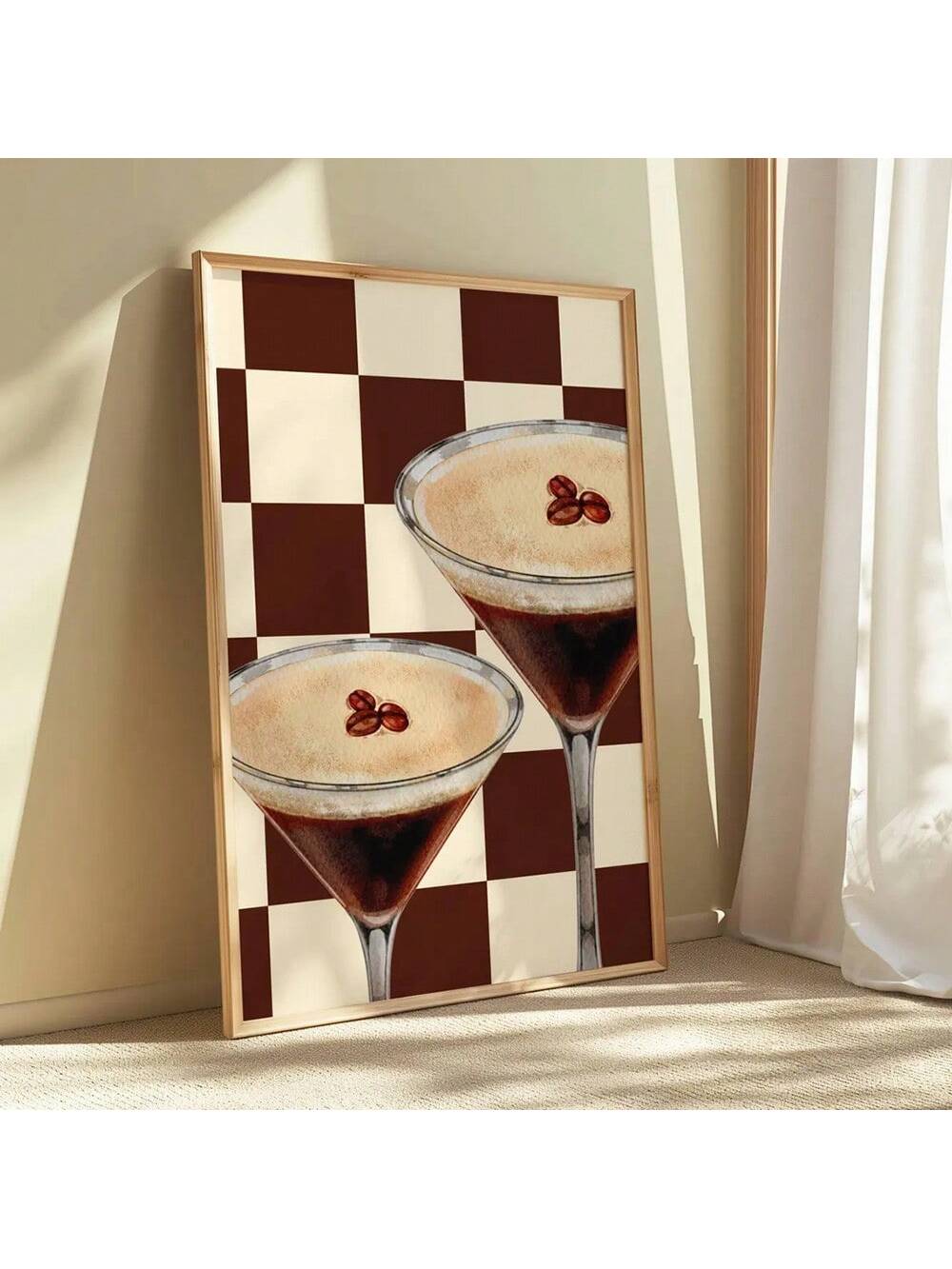 Shake up your wall décor with this groovy Espresso Martini retro poster! Featuring bold vintage vibes and classic cocktail aesthetics, this canvas print brings a dash of sophisticated fun to any room. Perfect for coffee lovers, cocktail enthusiasts, and anyone who appreciates mid-century modern style, it's the ideal conversation starter for your kitchen, bar, or living space. Transform your walls into a chic lounge atmosphere that celebrates the art of the perfect espresso martini.
