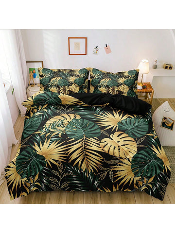 Elevate your bedroom decor with our Exotic Elegance 3D Green and Golden Palm Leaf Duvet Cover Set. Featuring a stunning palm leaf design, this set brings a touch of natural elegance to your space. The 3D effect adds depth and dimension, creating a serene atmosphere. Transform your bedroom into a tranquil oasis with this beautiful duvet cover set.