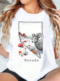 Celebrate the spirit of the Wild West with this playful unisex t-shirt featuring a vibrant desert landscape and a majestic bighorn sheep. Perfect for outdoor lovers and travelers, it brings a touch of Nevada’s rugged beauty to your wardrobe. Whether you’re hiking, exploring, or dreaming of your next adventure, this tee adds fun and flair to every journey. A great gift for those who crave the desert’s charm and the thrill of the open road.