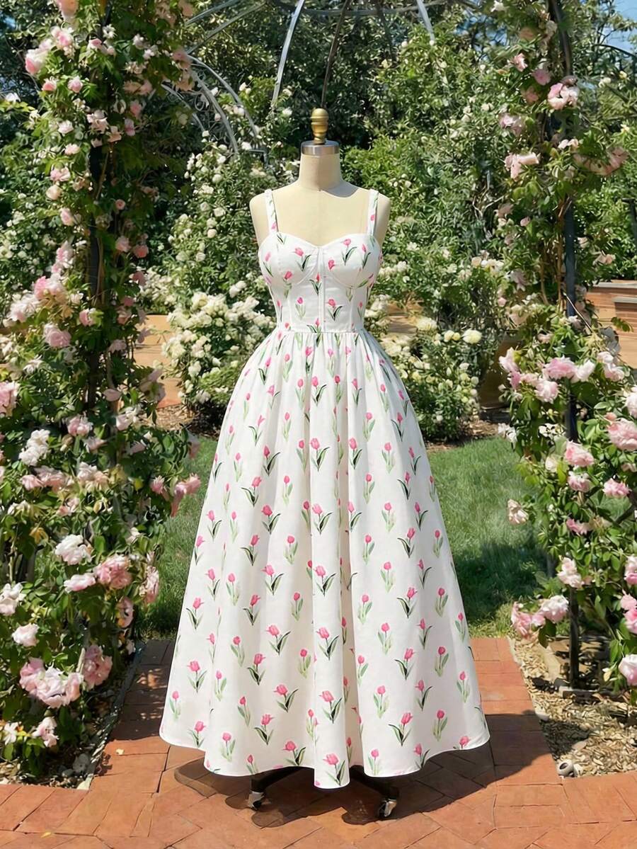 Embrace timeless elegance with this stunning Victorian-inspired maxi dress, featuring a delicate pink tulip floral print that captures romantic sophistication. The flowing silhouette and classic design make it an ideal choice for special occasions—from intimate tea parties to prom nights and romantic getaways. Crafted with attention to period-appropriate details, this dress combines vintage charm with modern comfort, allowing you to make a graceful statement wherever the occasion takes you. Perfect for thos