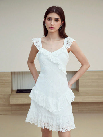 Step out in style with the Eyelet Embroidery Dress, crafted from soft, breathable viscose that moves with you. Its delicate eyelet details add a touch of whimsy, making it perfect for everything from brunch dates to garden parties. Light, elegant, and effortlessly charming, this dress brings a playful twist to your wardrobe essentials.