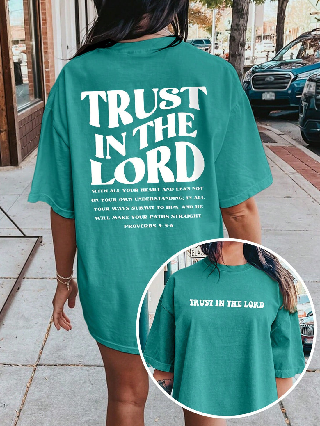 Show off your faith with our Faith-Inspired Summer Tee! This unique Trust in the Lord Graphic Drop Shoulder T-Shirt will keep you cool and stylish all season long. Trust in the Lord and look good doing it!