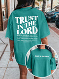 Show off your faith with our Faith-Inspired Summer Tee! This unique Trust in the Lord Graphic Drop Shoulder T-Shirt will keep you cool and stylish all season long. Trust in the Lord and look good doing it!