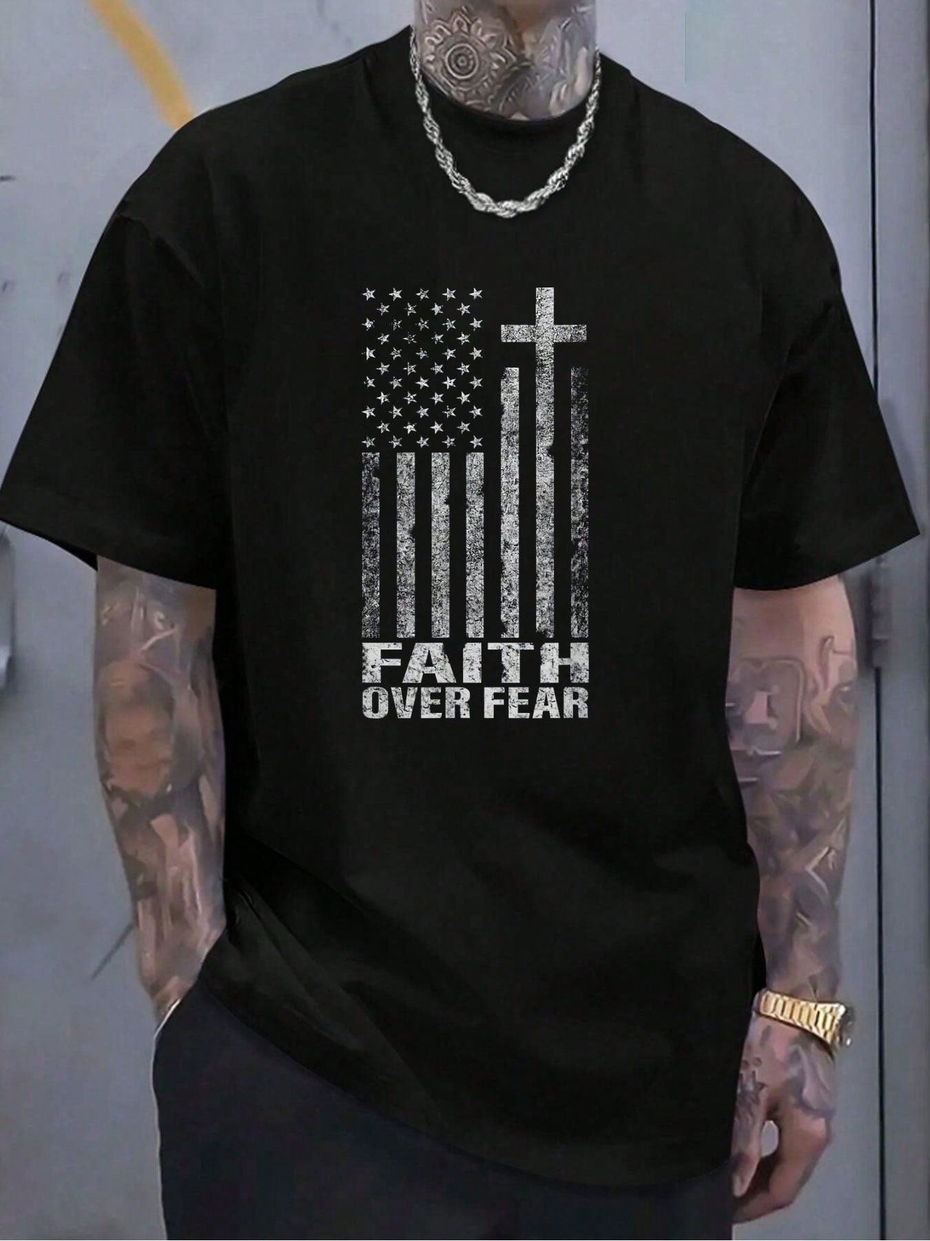 Show your fearless faith with this casual cotton t-shirt featuring a cool Christian flag cross design. Perfect for both men and women, it combines comfort and style to keep you confident all day long. Whether you're out with friends or relaxing at home, this tee lets your faith shine in a fun, laid-back way.