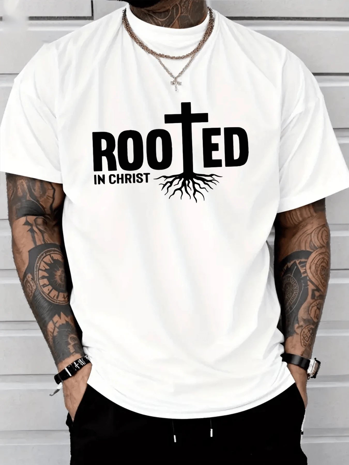 Embrace your faith with style in our men's short sleeve Christian Scripture graphic tee from Faith in Style! The perfect blend of fashion and faith, this tee features powerful scripture graphics that will inspire and uplift you. Stay comfortable and fashionable while spreading the message of faith.