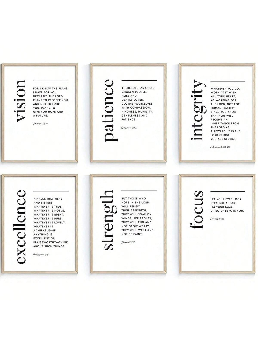 Enhance your home or office with this 6-piece Bible verse wall art set, featuring inspiring messages and beautiful designs. Perfect as a gift, these pieces are a reminder of faith and can bring a sense of peace and inspiration to any space. Made with high-quality materials for long-lasting beauty.