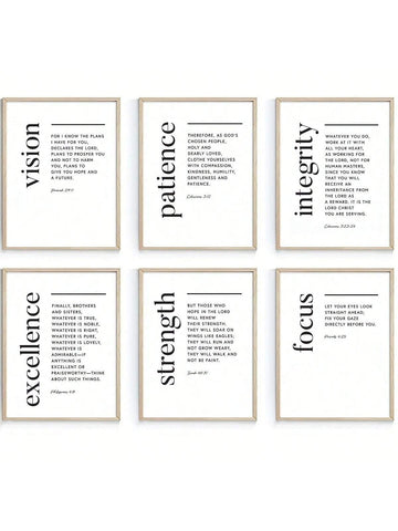 Enhance your home or office with this 6-piece Bible verse wall art set, featuring inspiring messages and beautiful designs. Perfect as a gift, these pieces are a reminder of faith and can bring a sense of peace and inspiration to any space. Made with high-quality materials for long-lasting beauty.