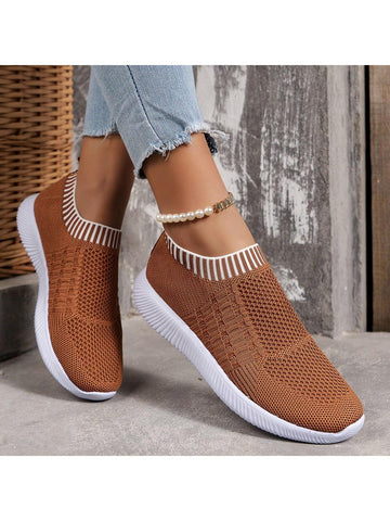 Fashion-Forward Knit Sneakers with Striped Design for Year-Round Outdoor Adventures