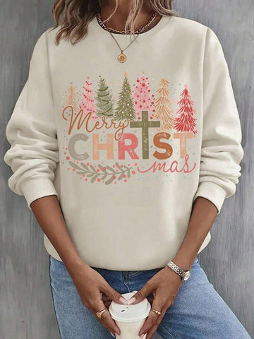 Deck the halls in style with this festive crew neck sweatshirt! Featuring a bold Christmas graphic print, it's the perfect blend of holiday cheer and everyday comfort. Soft, cozy fabric keeps you warm through the season, while the classic crew neck design pairs effortlessly with your favorite jeans or leggings. Whether you're spreading Christmas spirit at a holiday party or cozying up at home, this sweatshirt brings playful seasonal flair to your wardrobe. Celebrate in style!