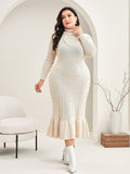 Step into cozy chic with this plus-size sweater dress featuring a high neck and playful ruffle details. Perfect for adding a touch of elegance without sacrificing comfort, it’s your go-to for effortless style that hugs your curves in all the right places. Whether you're dressing up or down, this dress makes feeling fabulous a breeze!