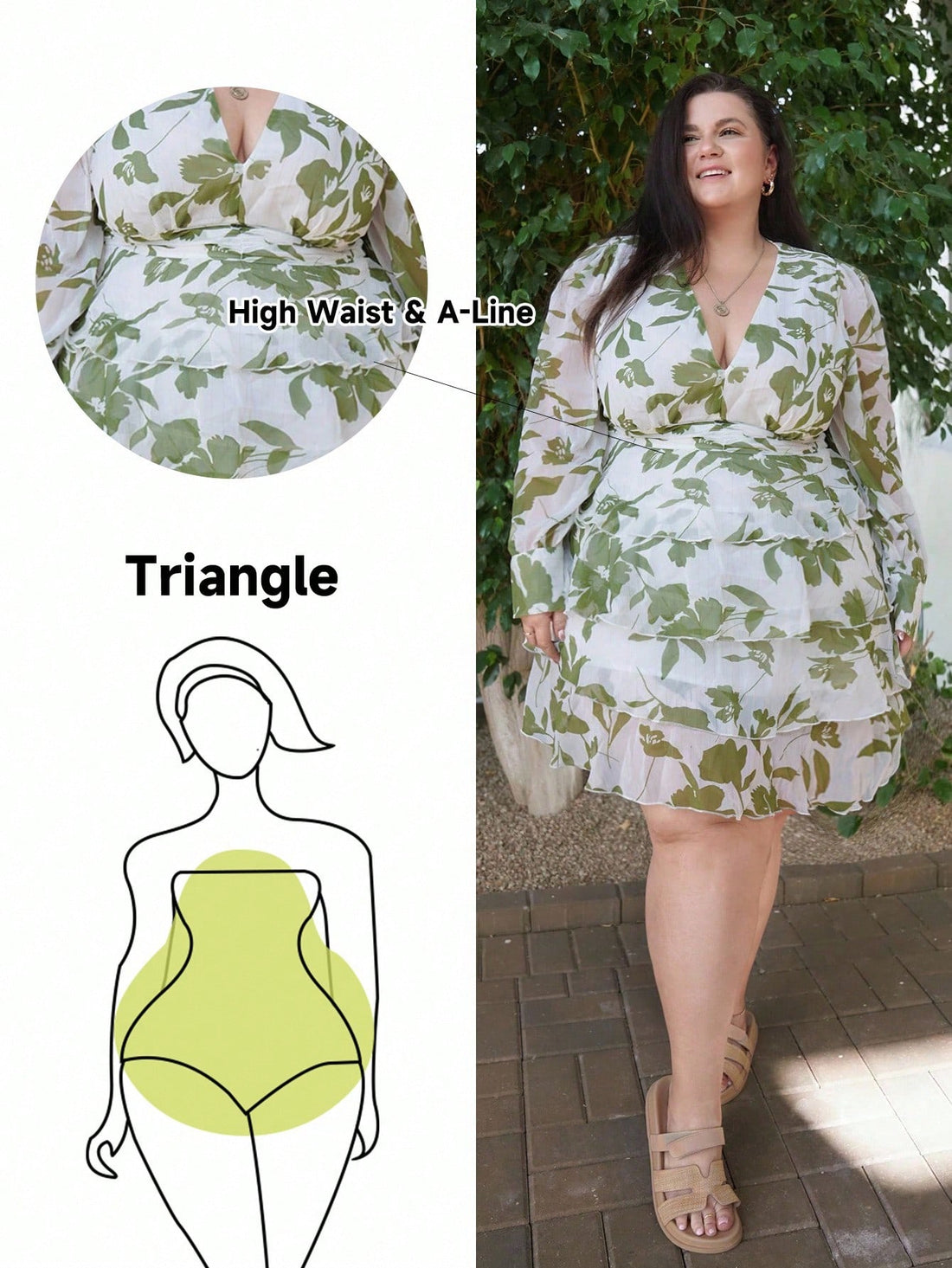 Celebrate your curves with this chic plus-size layered dress designed to flatter pear-shaped figures! The flattering V-neckline draws attention upward while the thoughtfully layered silhouette skims over your midsection and hips, creating a beautifully balanced look. Long sleeves add sophistication and versatility, making it perfect for casual outings, weekend brunches, or relaxed office vibes. The flowing fabric moves with you, offering comfort without compromise. Whether you're running errands or meeting 