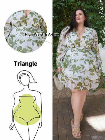 Celebrate your curves with this chic plus-size layered dress designed to flatter pear-shaped figures! The flattering V-neckline draws attention upward while the thoughtfully layered silhouette skims over your midsection and hips, creating a beautifully balanced look. Long sleeves add sophistication and versatility, making it perfect for casual outings, weekend brunches, or relaxed office vibes. The flowing fabric moves with you, offering comfort without compromise. Whether you're running errands or meeting 