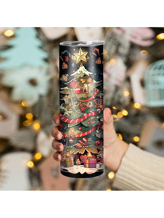 Stay festive on-the-go with our 20 oz stainless steel insulated car cup! Featuring a delightful Christmas tree design, this cup keeps your hot drinks hot and your cold drinks cold. With its durable construction and secure lid, you'll be able to enjoy your favorite beverages in style, no matter where you are.