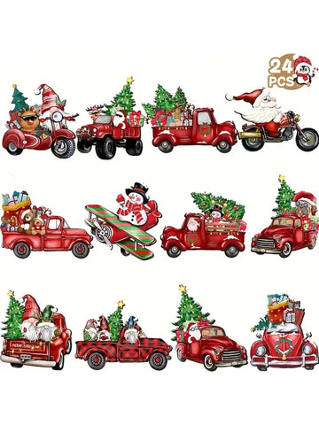 Expertly crafted with a mix of traditional and modern designs, this 24-piece ornament set will add festive charm to your holiday decor. Made from high-quality wooden materials, each gnome and Santa Claus ornament will bring joy and warmth to your home. Perfect for creating a cozy Christmas atmosphere.