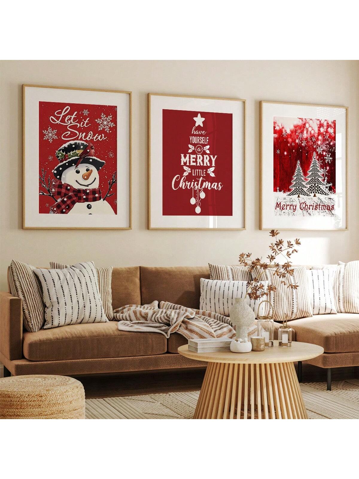 Transform your home into a winter wonderland with this cheerful 3-piece canvas art set! Featuring a jolly snowman, festive Christmas tree, and complementary holiday design, these prints bring instant seasonal charm to any room. Each canvas showcases vibrant colors and playful details that capture the magic of the holidays. Perfect for living rooms, bedrooms, or entryways, this set makes decorating effortless and fun. Create a cozy, festive atmosphere that'll have everyone smiling from November through New Y