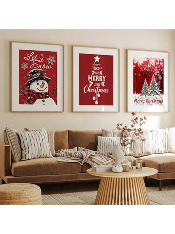 Transform your home into a winter wonderland with this cheerful 3-piece canvas art set! Featuring a jolly snowman, festive Christmas tree, and complementary holiday design, these prints bring instant seasonal charm to any room. Each canvas showcases vibrant colors and playful details that capture the magic of the holidays. Perfect for living rooms, bedrooms, or entryways, this set makes decorating effortless and fun. Create a cozy, festive atmosphere that'll have everyone smiling from November through New Y