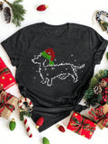 This Festive Casual Christmas Hat Print Short Sleeve Tee for Women is the perfect addition to your holiday wardrobe. Made with a comfortable and lightweight material, it features a fun and festive hat print design that will add a touch of holiday cheer to any outfit. With its short sleeve style, this shirt is perfect for casual gatherings or even office parties. Get into the holiday spirit with this must-have tee.