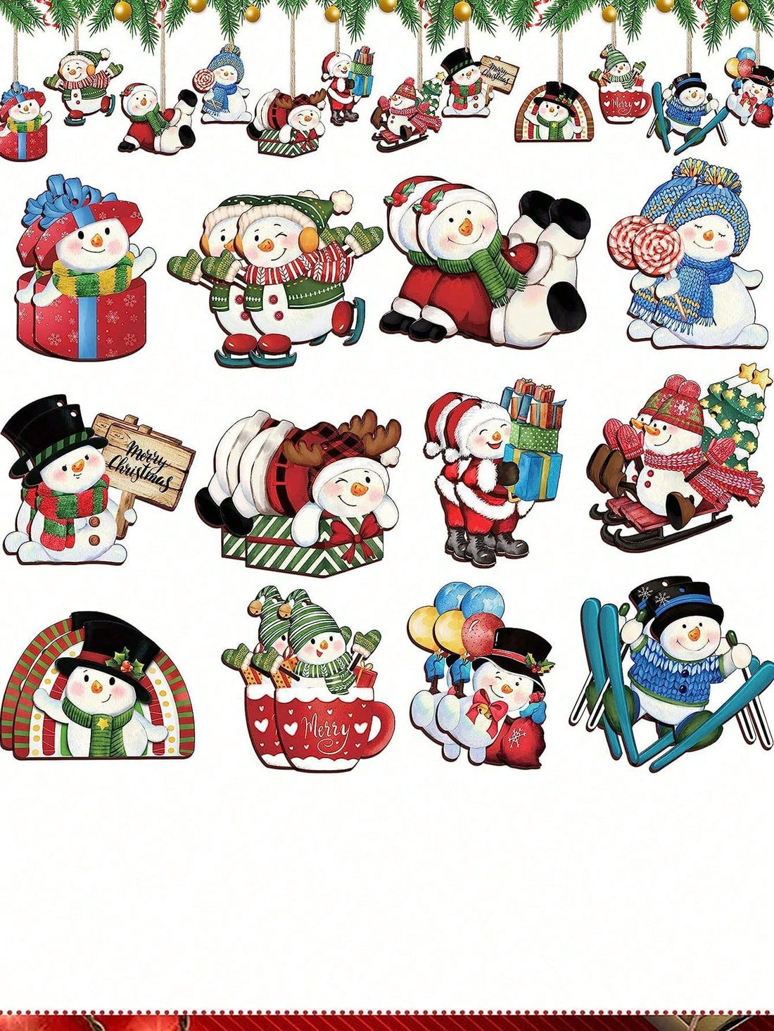 Add a whimsical touch to your holiday decor with the Festive Cheer Wooden Snowman Ornament Set. This 24-piece set features charming snowman designs made from durable wooden material. Spread the holiday joy with these festive ornaments that will bring a cheerful and warm atmosphere to any space.