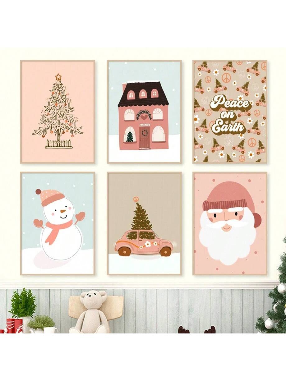 Enhance your holiday spirit with Festive Cheer: 6-Piece Nordic Christmas Canvas Poster Set. Each poster features traditional Nordic designs, adding a touch of elegance to your home décor. Made with high-quality canvas material, this set is durable and long-lasting. Transform your walls into a beautiful winter wonderland this season.