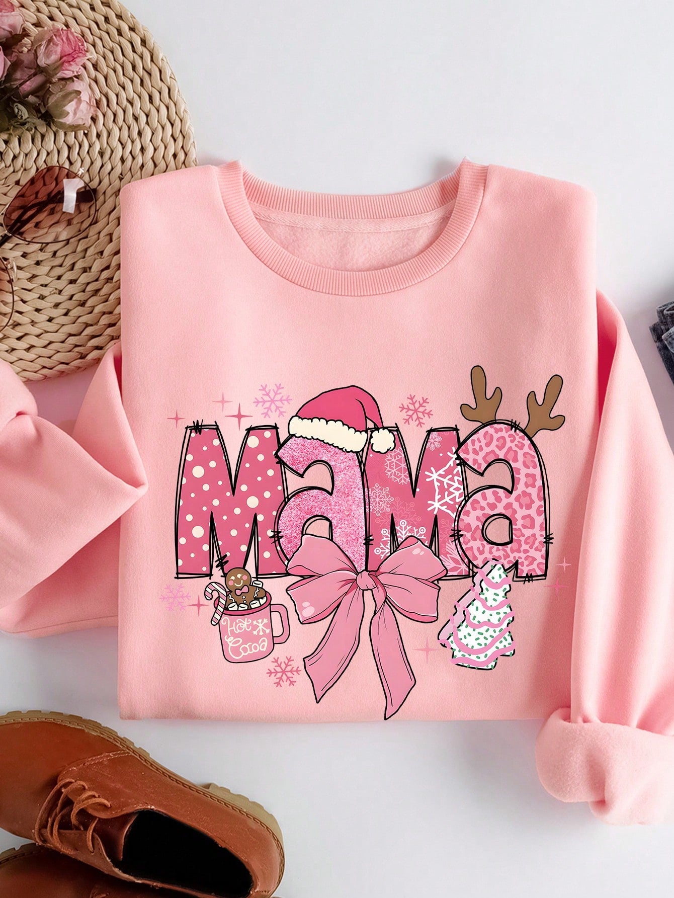 As an expert in the holiday apparel industry, we proudly present the Festive Cheer: Adorable Christmas Mom Crew Neck Sweatshirt. Crafted with superior quality and comfort in mind. Perfect for spreading cheer and showcasing your love for your family during the festive season.