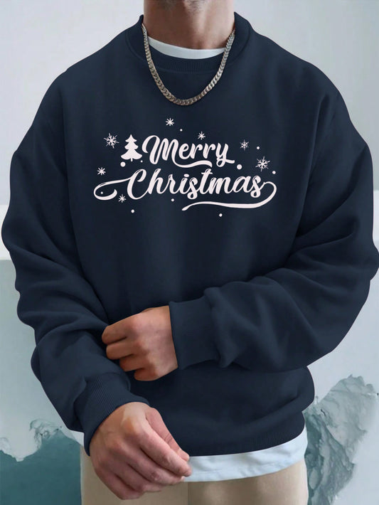 Introducing Festive Cheer: Men's Christmas Letter Printed Drop Shoulder Sweatshirt, the perfect choice for adding holiday spirit to your wardrobe. Made from high-quality materials, this sweatshirt features a unique letter print design and comfortable drop shoulder fit. Celebrate the season with style and comfort.