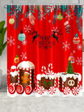 Get in the holiday spirit with our Festive Cheer shower curtain. Designed with a merry red color, an adorable snowing train pattern, and hooks included for easy installation. Add a touch of holiday cheer to your bathroom and make your showers a little more festive!