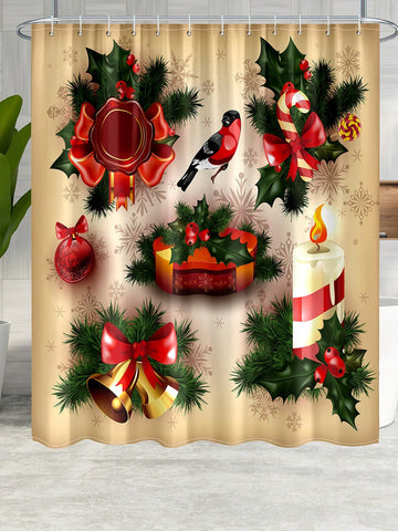 Add some festive cheer to your bathroom with this Merry Christmas shower curtain! Made of waterproof material and measuring 71x71 inches, it's a perfect way to keep your bathroom dry while adding some holiday spirit. Comes with hooks for easy installation.