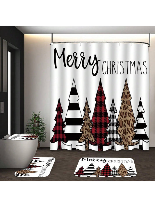 Spruce up your bathroom with our Festive Christmas Shower Curtain Set! This set includes a holiday mat and hooks, making it the perfect addition to your holiday decor. The cheerful design will brighten up your bathroom and get you in the holiday spirit. Transform your bathroom into a festive oasis this season.