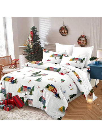 Transform your bedroom into a cozy holiday haven with our Festive Christmas Tree Duvet Cover Set. Featuring a charming Christmas tree design, this set will add a festive touch to your decor. Made with ultra-soft materials, it is perfect for snuggling up and creating a warm and inviting atmosphere this holiday season.