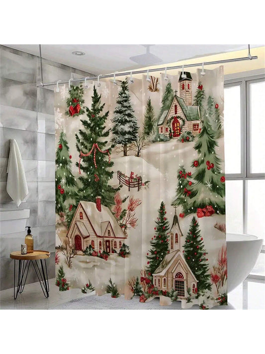 Transform your bathroom into a festive winter wonderland with our Christmas Tree House Print Shower Curtain. Made with waterproof and machine washable material for easy maintenance, this colorful curtain comes with hooks for easy installation. Get ready to celebrate the holidays in style with this charming bathroom decor.