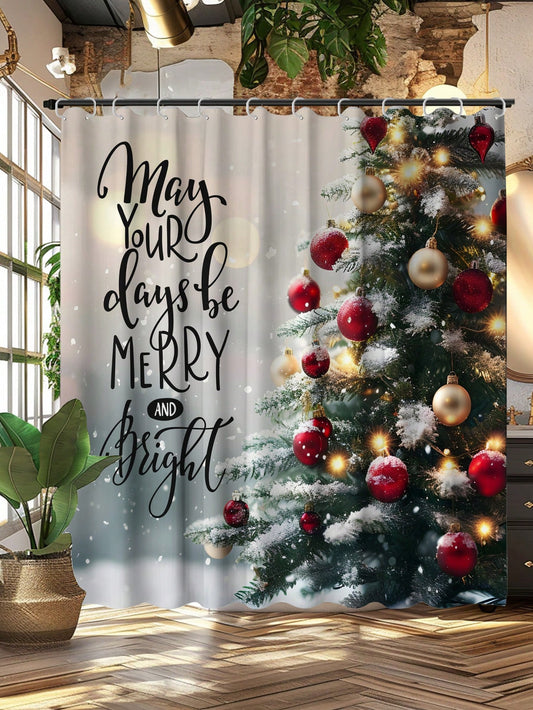 Add a touch of holiday cheer to your bathroom with our Festive Christmas Tree Shower Curtain! Made with waterproof and mildew resistant material, this shower curtain will last for years to come. And with included hooks and grommets, it's easy to install. Bring some festive spirit to your daily routine!