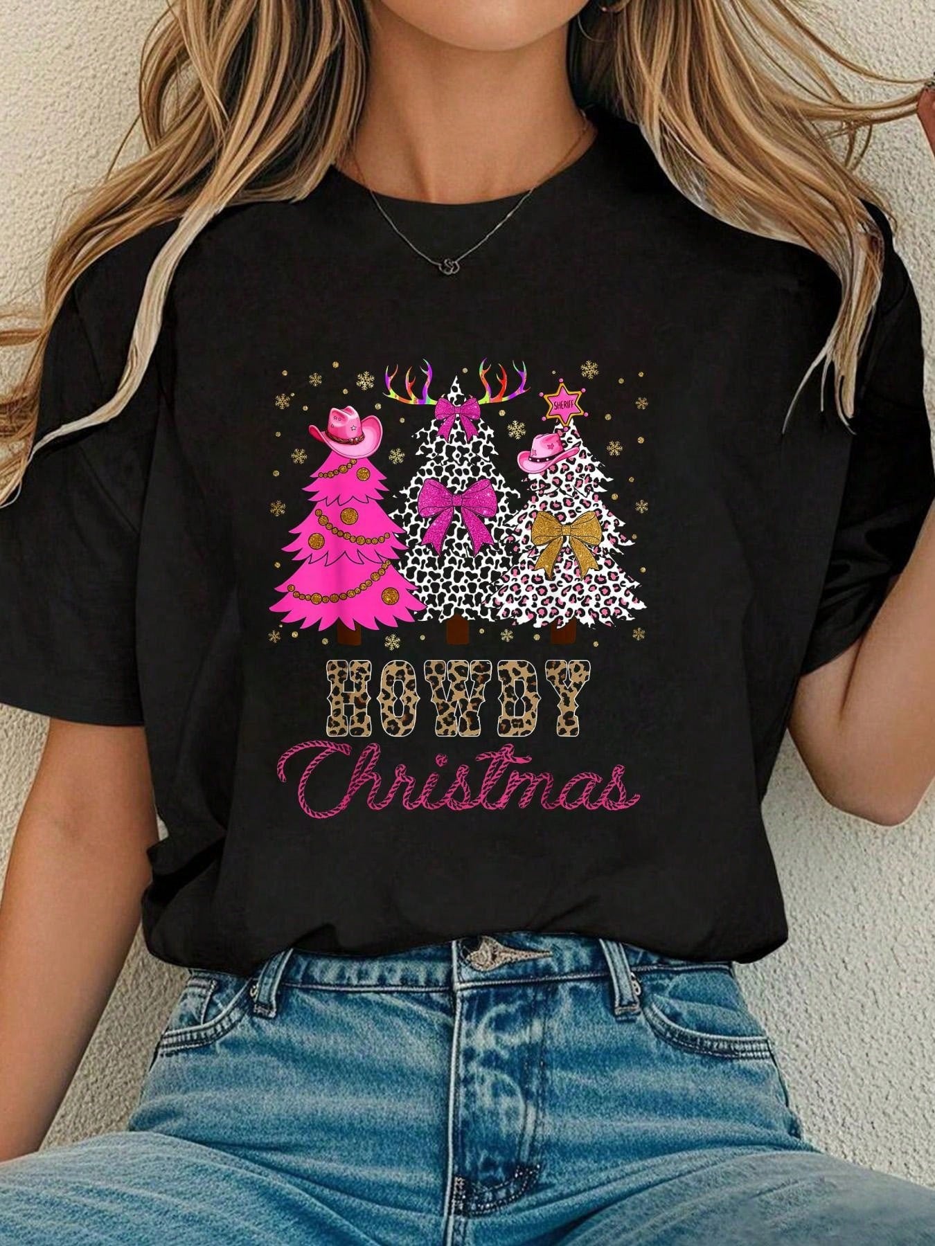 Celebrate the holiday season with a playful twist in this Festive Cowgirl Christmas T-Shirt. Featuring a charming bow and tree design, it’s the perfect way for women to add some western cheer to their winter wardrobe. Soft and comfortable, this tee pairs well with jeans or boots for a fun, festive look that captures the spirit of the season. Whether you're gifting or gifting yourself, it’s a delightful choice to spread holiday joy cowgirl-style.