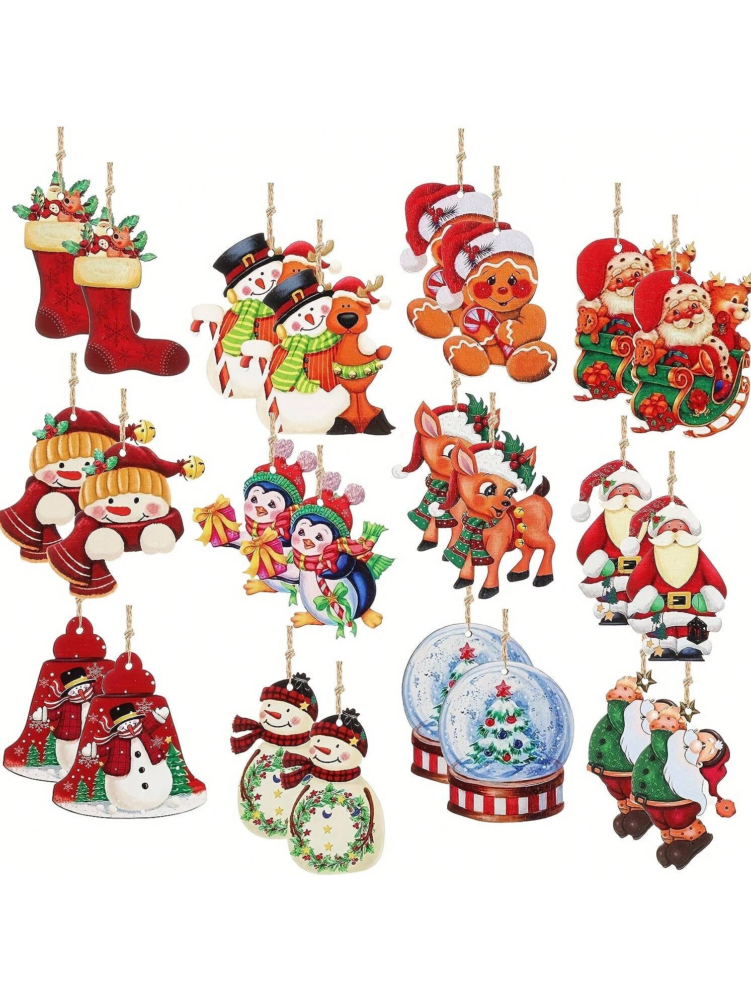 Add a touch of rustic charm to your holiday decor with the Festive Farmhouse Wooden Christmas Ornaments. This 24-piece vintage set features hand-painted designs on wooden pieces. Bring a warm and nostalgic feel to your tree with these timeless accents.