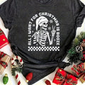 Feeling festive? Dress up in style with our Christmas Scissorhands Skeleton Round Neck T-Shirt for Women! Made with high-quality materials, this t-shirt features a unique design that is perfect for the holiday season. Stand out from the crowd and spread the holiday cheer with this must-have addition to your wardrobe.