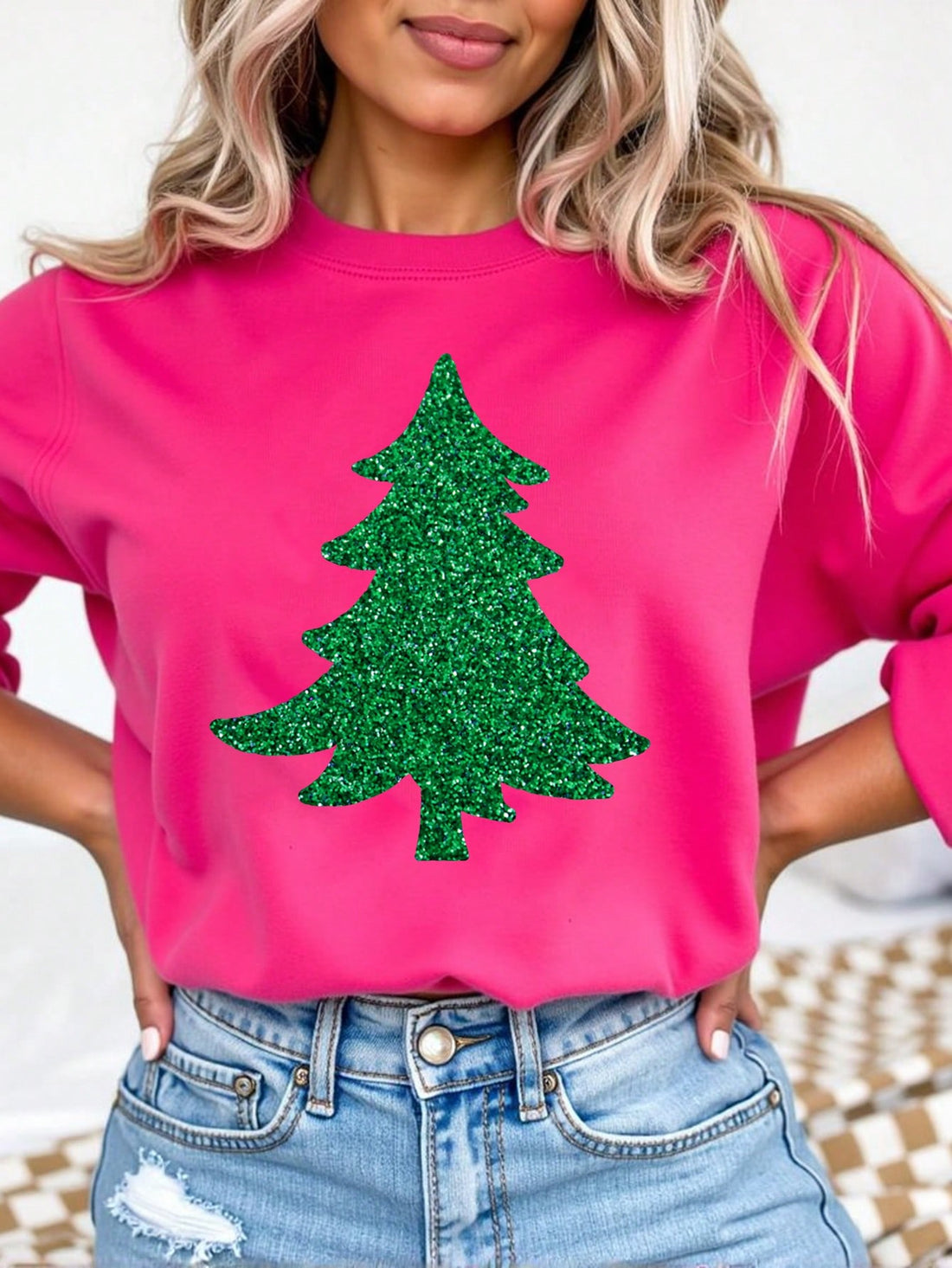 Add a touch of festive flair to your wardrobe with our Women's Casual Christmas Tree Pattern Crew Neck Sweatshirt! This cozy sweatshirt features a charming Christmas tree pattern that will be sure to spread holiday cheer. Made from comfortable material, this sweatshirt is perfect for casual gatherings and festivities. Don't miss out on this must-have piece for the holiday season!