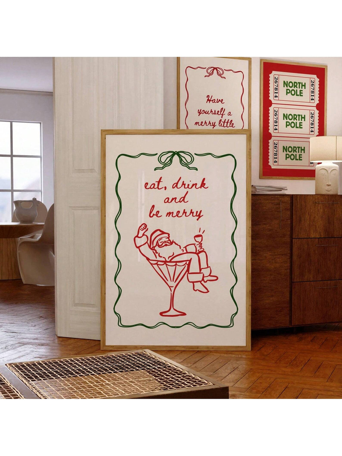 Bring holiday cheer to any room with this charming minimalist Santa wall art! Perfect for adding a touch of vintage Christmas magic to your home, office, or party space, this frameless design keeps things simple and stylish. The playful Santa illustration captures the spirit of the season without overwhelming your décor. Easy to display and instantly festive, it's the ideal accent piece for anyone who loves classic holiday vibes with a modern twist. Transform your walls into a winter wonderland this season!