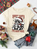 Unleash your holiday spirit with our Festive Fun Women's Raccoon Print Christmas T-Shirt! Featuring a cute raccoon print and a comfortable short sleeve design, this casual top is perfect for spreading cheer. Made with soft, high-quality fabric for a comfortable fit.