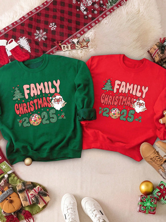 Stay warm and stylish this holiday season with our Festive Green Couple's Crew Neck Sweatshirt. Made with trendy Christmas letter print fleece, this sweatshirt is perfect for couples looking to add some festive cheer to their wardrobe. Stay cozy and on-trend with this must-have piece!