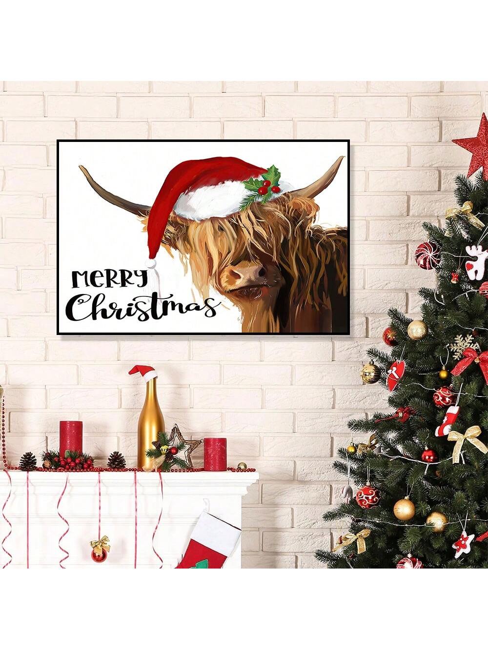 Add a charming touch to your home with our Festive Highland Cow Wall Art, featuring a vintage Santa hat on canvas. Perfect for the holiday season, this piece adds a festive and whimsical touch to any room. Bring the beauty of the Scottish Highlands into your home with this unique and eye-catching piece of decor.