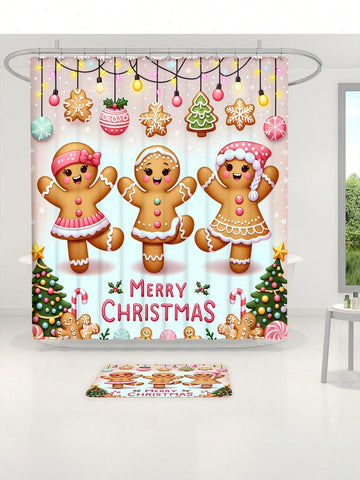 Bring holiday cheer to your bathroom with our Festive Holiday Bathroom Set! This set includes a waterproof shower curtain, 12 hooks, and non-slip mats for a complete Christmas makeover. Transform your bathroom into a winter wonderland and make your guests feel right at home. (Shower rod and towels not included.)