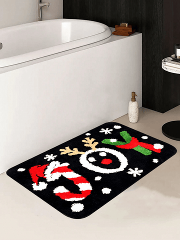 Introducing the Festive Holiday Cheer Bath Mat! This microfiber mat features a fun Santa hat and candy cane design, while also providing softness, absorbency, and non-slip support. Keep your bathroom festive and clean with this washable bath mat.