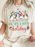 Waddle into the holiday spirit with this charming penguin print tee that brings festive cheer year-round. Featuring an adorable penguin design perfect for Christmas celebrations, this women's t-shirt combines comfort with personality. The classic crew neck and soft fabric make it ideal for casual everyday wear, whether you're spreading seasonal joy or just embracing your love for these lovable arctic birds. Cozy, cute, and endlessly versatile—your new favorite wardrobe staple awaits.