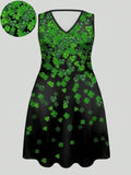 Celebrate St. Patrick's Day in style with our Festive Plus Size Shamrock Print V-Neck Dress! Adorned with fun and lucky shamrocks, this dress is sure to make you stand out at any event. With a flattering v-neck design, it's perfect for all body types. Get ready to shamROCK your way through the holiday!