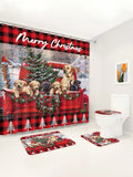 Transform your bathroom into a winter wonderland with our Festive Pooch Shower Curtain Set! This waterproof Christmas decor also includes cozy anti-slip mats, providing a functional and festive touch to your shower routine. (It's paw-fect for any dog lover!)