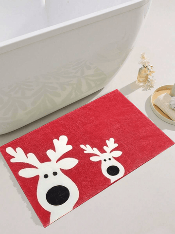 This Festive Reindeer Bathroom Rug adds a touch of holiday magic to your bathroom. Made from soft and non-slip material, it provides comfort and safety while also being easy to clean. Bring the festive spirit to your daily routine with this washable Christmas decor.