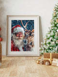 Add a cozy touch to your living spaces this holiday season with our Festive Reindeer & Santa Claus Canvas Poster. The perfect addition to your holiday decor, this wall art features a charming design of reindeer and Santa Claus that will bring joy to any room. Made with high-quality canvas and vibrant colors, this poster is sure to impress.